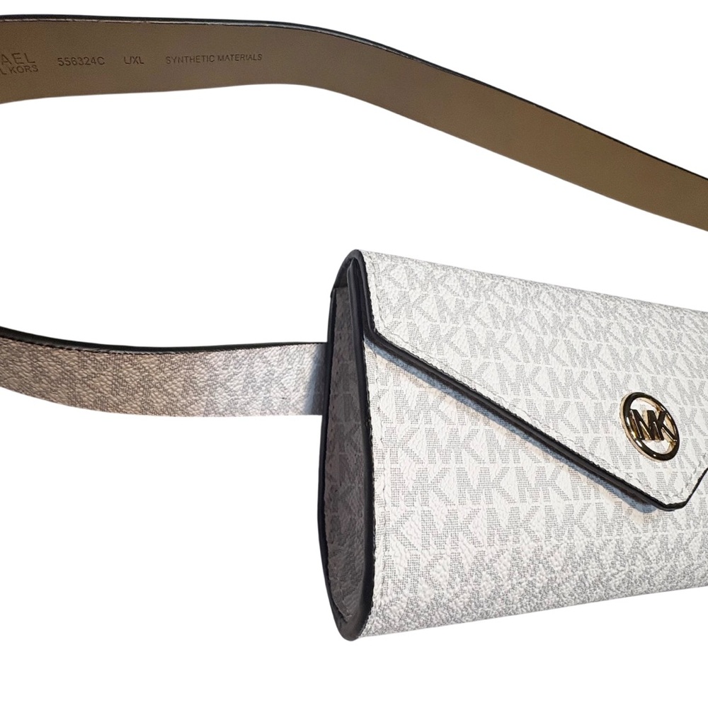 Michael Kors logo canvas belt bag with a front flap closure gold-tone hardware - Picture 2 of 7